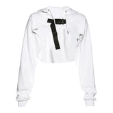 SEASONS Cropped Streetwear O-neck Loose Sweatshirt Solid Fashion Long Sleeve Hoodie Crop Top 2021 Spring Summer ASTS80301