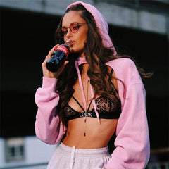 SEASONS Cropped Streetwear O-neck Loose Sweatshirt Solid Fashion Long Sleeve Hoodie Crop Top 2021 Spring Summer ASTS80301