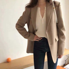 New Oversized Office Lady Jackets for Women Temperament Female Blazers Autumn Casual Long Sleeve Blazer Overcoats