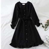 Winter Autumn Dress Women Pink Ruffle Long Sleeve Dress Christmas 2022 Korean Kawaii Elegant Robe Femme Vintage Clothes Tunic