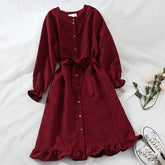 Winter Autumn Dress Women Pink Ruffle Long Sleeve Dress Christmas 2022 Korean Kawaii Elegant Robe Femme Vintage Clothes Tunic