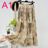 Summer Skirts Womens 2021 New Vintage Floral Print Chiffon Pleated Skirt Elastic High Waist Casual Midi Skirt Women Clothes Jupe