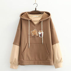 Harajuku Fashion Women Hoodies Winter Clothes Kawaii Fleece Cute Bear Anime Sweatshirt Teen Girls Aesthetic Long Sleeve Pullover
