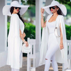 Women long suit blazer office lady coat solid long sleeves cape poncho female elegant jacket women's formal suit blazer feminino