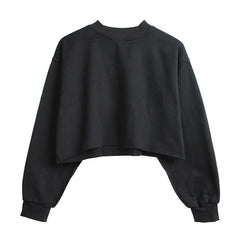 Thick Women Sweatshirt Hoodie Casual Loose Long Sleeve Oversized Streetwear Crop Sweatshirt For Girls Plus Size M30375