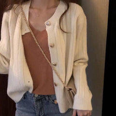 Kawaii Woman Sweaters Winter Korean Fashion Cute Heart Buttons Long Sleeve Knitted Cardigan Red Christmas Sweater Tops T521