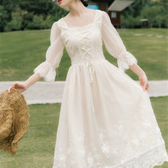 Vintage Retro Dress Women French Style Elegant Designer Fairy Dress Casual Slim Chiffon Party Dress 2021 Autumn Women's Clothing