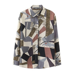 Women Retro Sunflower Print Shirt Oil Painting Print Design Blouse Girl Loose Lapel Tops and Blouses 2021 New