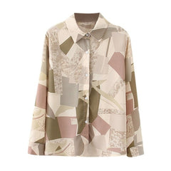 Women Retro Sunflower Print Shirt Oil Painting Print Design Blouse Girl Loose Lapel Tops and Blouses 2021 New