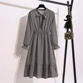 Lizakosht 11 Style Beautiful Fashion Summer Women Long Sleeve Dress Retro Collar Casual High Waist Dresses Floral Print Chiffon Clothing