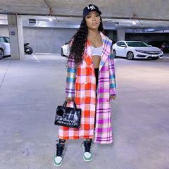 Hot Sexy Plaid Jackets for Women Plus Size Fashion Fall Long Sleeve Outwear Clothing Elegant Streetwear Oversized Top Blouse