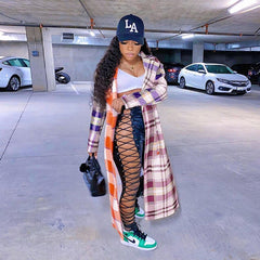 Hot Sexy Plaid Jackets for Women Plus Size Fashion Fall Long Sleeve Outwear Clothing Elegant Streetwear Oversized Top Blouse