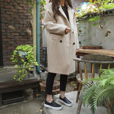 New Thin Wool Blend Coat Women Long Sleeve Turn-down Collar Outwear Jacket Casual Autumn Winter Elegant Overcoat Outwear