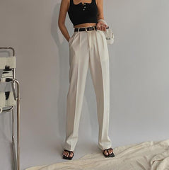 Lizakosht Spring New Office Lady High Quality Elegant Casual Fashion Wide Leg Woman Female Pants Hot Sales