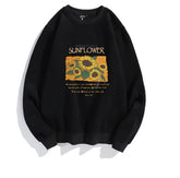 Cute Japanese Style Sweatshirt Sunflower Print Women Long Sleeve O-neck Loose Pullovers Streetwear Casual Hoodies Tops Female