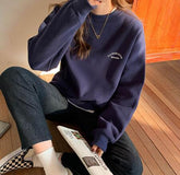 3 colors autumn winter Korean preppy style Women Sweatshirts Vintage letter thick Warm Sweatshirt Womens pullovers (X1708)