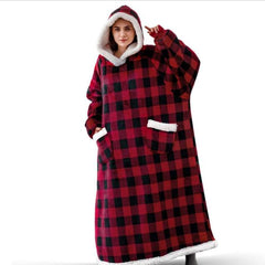 Super Long Flannel Blanket with Sleeves Winter Hoodies Sweatshirt Women Men Pullover Fleece Giant TV Blanket Oversized WF032