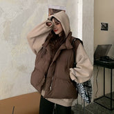 WERUERUYU 2021 winter Women Cotton Vest Autumn Casual Warm Thick Waistcoat Sleeveless Solid Color Vest