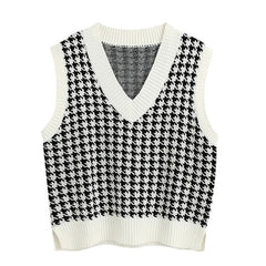 Tops girl Sweater Vest women jumper V Neck pullover Knitted Vests Women y2k Preppy Style Crop Top Autumn solid outfi
