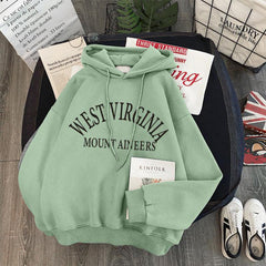 Women's Winter Plus Velvet Thick Hooded Sweatshirt Letter Pullover Harajuku Loose Wild Long-sleeved Korean Tops Hoodie