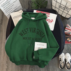 Women's Winter Plus Velvet Thick Hooded Sweatshirt Letter Pullover Harajuku Loose Wild Long-sleeved Korean Tops Hoodie