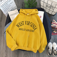 Women's Winter Plus Velvet Thick Hooded Sweatshirt Letter Pullover Harajuku Loose Wild Long-sleeved Korean Tops Hoodie