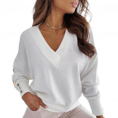 Women's sweater Autumn Solid Color Deep V Neck Pocket Single-breasted Long Sleeve Pullover Knitted Cardigan Tops 2021  Oversized
