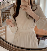 Women Autumn Fall New Arrivals Design Elegant Retro Vintage Korean Style Solid Long Dress