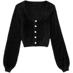 Fall long sleeve top woman sweaters korean knitted cropped cardigan women Christmas sweater vintage flower cardigan fuzzy