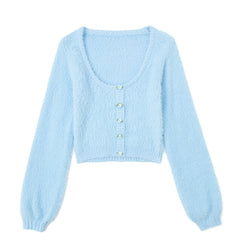 Fall long sleeve top woman sweaters korean knitted cropped cardigan women Christmas sweater vintage flower cardigan fuzzy