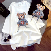 T-shirt Female 2021 Spring, Summer and Autumn Brushed Short-sleeved Print Bear Korean Version Top Woman Tshirts Graphic Tee