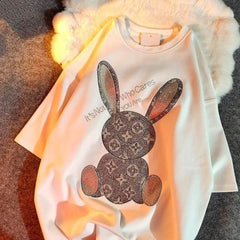 T-shirt Female 2021 Spring, Summer and Autumn Brushed Short-sleeved Print Bear Korean Version Top Woman Tshirts Graphic Tee