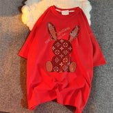 T-shirt Female 2021 Spring, Summer and Autumn Brushed Short-sleeved Print Bear Korean Version Top Woman Tshirts Graphic Tee