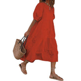 Summer Dress Elegant Party Mid-Calf Dress 2021 VONDA Women'Summer Sundress Bohemian Beach Sundress Casual Vestido