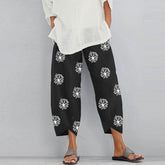 Women's Vintage Harem Pants Casual Solid Color Elastic Waist Linen Wide Leg Trousers Summer Plus Size Loose Comfortable Pants