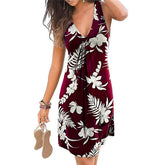 Beach Boho Print Dress 2021 New Sexy V-neck Sleeveless Loose A-Line Dress Plus Size 4XL 5XL Summer Women Casual Dresses Vestidos