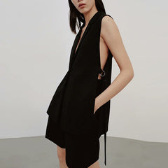 New ZA Classic Long Vest Women Elegant Suit Vest Spring Autumn Sleeveless Jackets Outerwear Office Lady Slim Waistcoat