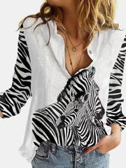 Casual 3D Cute Animal Cat Print Lapel Women's Blouse Long Sleeve Cardigan 2021 Spring Autumn New Retro Landscape Ladies Shirt