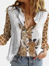 Casual 3D Cute Animal Cat Print Lapel Women's Blouse Long Sleeve Cardigan 2021 Spring Autumn New Retro Landscape Ladies Shirt