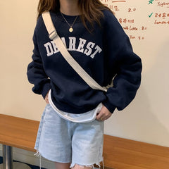 Oversized Hoodie Aesthetic Round Neck Plus Size Sweetshirts Casual Clothes for Women Full Sleeve Ladies Elegant Loose Sweatshirt