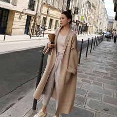Winter Elegant Winter Coats Loose knit Cardigan Woolen Sweater Oversized Extra Soft High-end Cardigan Knitting Coat for Women