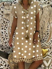 plus size 5xl DOT cotton linen women dresses casual loose lady linen dress summer women linen clothes original brand hot design