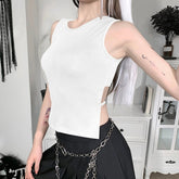 Tied Backless Slim Solid Sleeveless Crop Top 2021 Summer Sexy Skinny Simple Trim Outfits Mock Neck Basic Tank Top