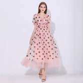Maxi Dresses For Women 2021 Summer Strawberry Dress Plus Size Mesh Robe Sexy Party Club Elegant Female Casual Dresses Vestidos