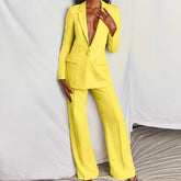 Two-Pieces Women Blazer Suit Sexy Elegant Woman Jacket And Trousers Female Blazer Pink Yellow Chic Women Outfit Office Ladies