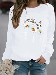 Three Daisy Printed Hoodies Women Fleece Long Sleeve O Neck Loose Sweatshirt Girls Women Hoodie Pullovers Winter Autumn