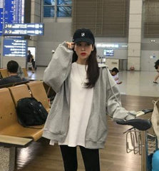 Zip Hooded Sweatshirt Winter Jacket Women Korean Fashion Thick Clothes Harajuku Oversized Print Long Sleeve Chic Zip-Up Hoodies