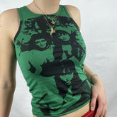 Lizakosht Y2K Harajuku Gothic Tank Top E-girl Aesthetic Sleeveless Cropped Tee Punk Style Vintage Printed Mini Vest Women Summer Camisole