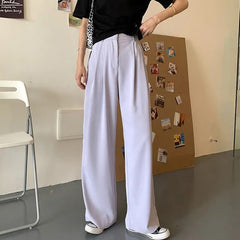 JMPRS Summer Loose Pants Fashion High Waist Thin Wide-leg Pants Simple Solid Black Casual Korean Trousers Korean New 2021