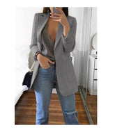 Fashion Korean Casual Women's Spring Autumn Long Female Business Suit Outwear Slim Coats Office Ladies Blazer Work Jacket